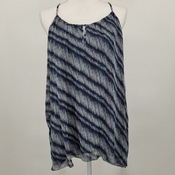 Lucky Brand Navy Blue Stripe Woven Keyhole Tank Top - Picture 1 of 10